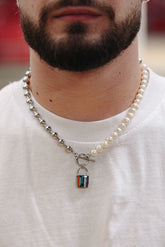 8MM  BALL LOCK FRESHWATER PEARL- CHAIN